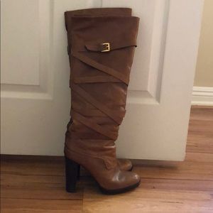 Michael Kors tan leather heeled boots